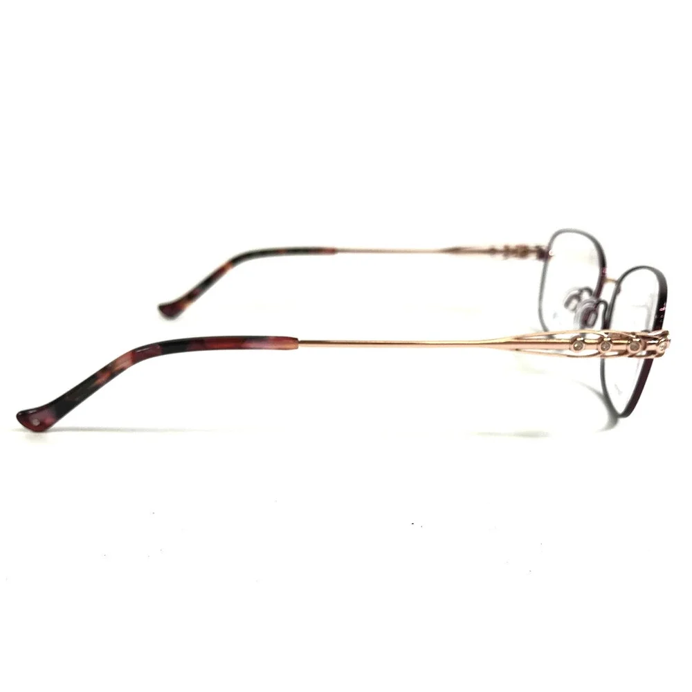 Tura Eyeglasses Frames R587 EGG Eggplant Purple Rose Gold Crystals 54-17-145